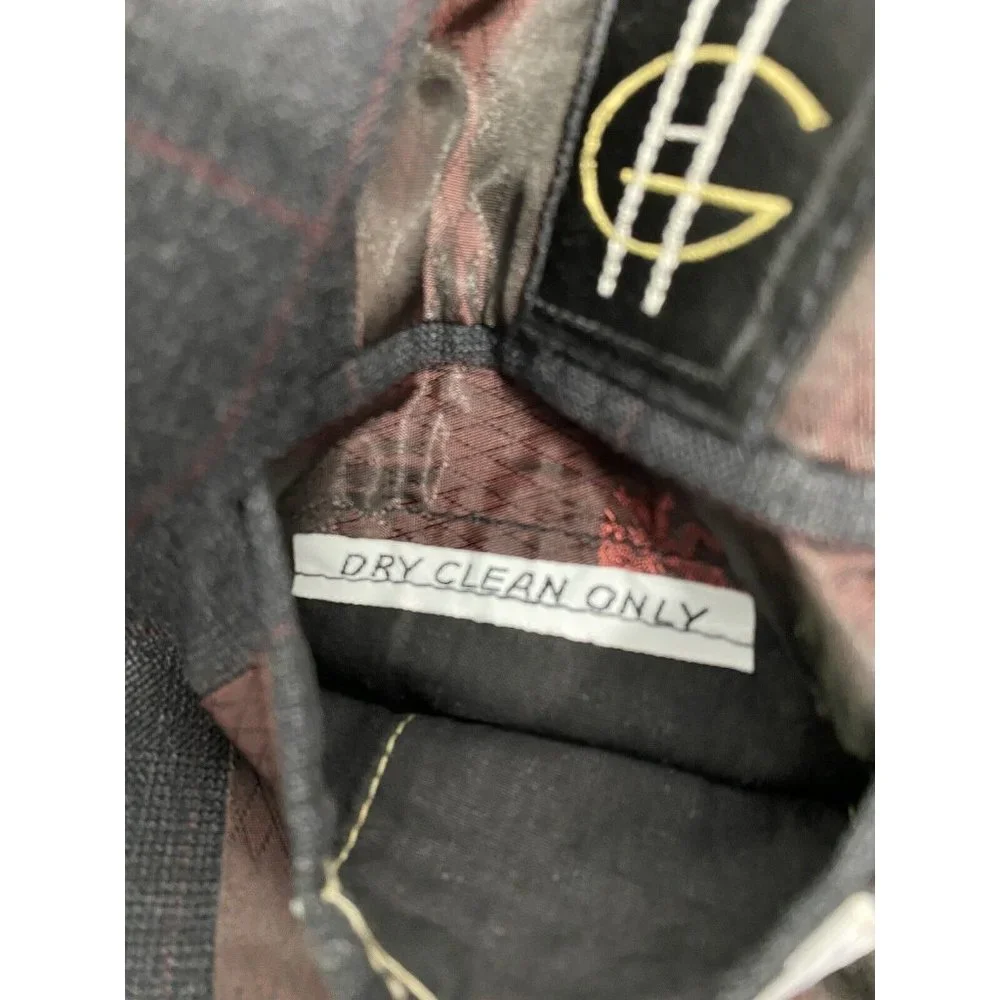 VTG Hand Made Elia Levi Gray Red Plaid 2 Button Blazer Jacket 44 *